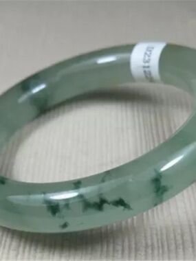 55.8MM Natural Ice Blue Flower Jadeite Jade Bracelet Jade Bracelet Bangles